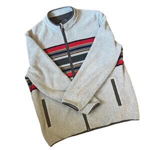 Pendleton Camp Striped Jacket Size XL Gray Zip Front Lightweight Chore Men Cozy